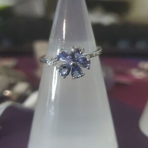 Tourmaline Sterling Silver Floral Ring S295 Spinner style